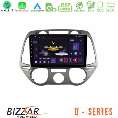 Bizzar D Series Hyundai i20 2009-2012 Manual A/C 8core Android13 2+32GB Navigation Multimedia Tablet 9