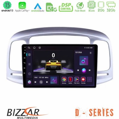 Bizzar D Series Hyundai Accent 2006-2011 8core Android13 2+32GB Navigation Multimedia Tablet 9