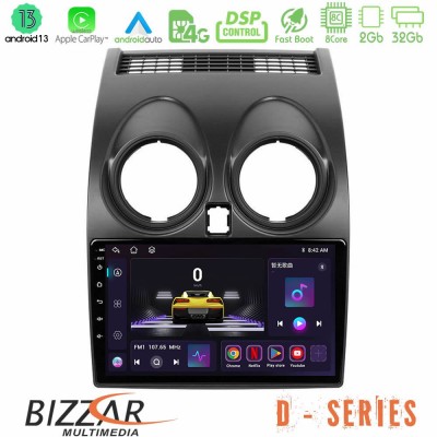 Bizzar D Series Nissan Qashqai J10 8core Android13 2+32GB Navigation Multimedia Tablet 9