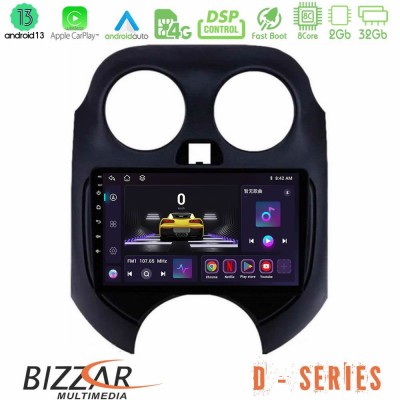 Bizzar D Series Nissan Micra 2011-2014 8core Android13 2+32GB Navigation Multimedia Tablet 9