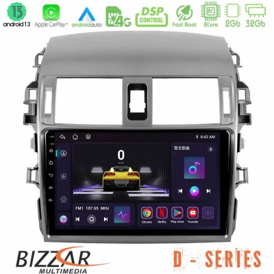 Bizzar D Series Toyota Corolla 2008-2010 8core Android13 2+32GB Navigation Multimedia Tablet 9