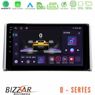 Bizzar D Series Toyota RAV4 2019-2023 8Core Android13 2+32GB Navigation Multimedia Tablet 10