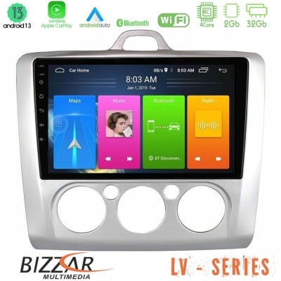 Bizzar LV Series Ford Focus Manual AC 4Core Android 13 2+32GB Navigation Multimedia Tablet 9