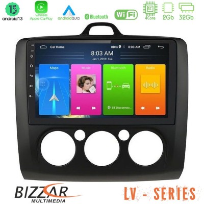 Bizzar LV Series Ford Focus Manual AC 4Core Android 13 2+32GB Navigation Multimedia Tablet 9
