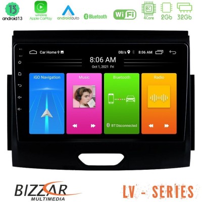 Bizzar LV Series Ford Ranger 2017-2022 4Core Android 13 2+32GB Navigation Multimedia Tablet 9