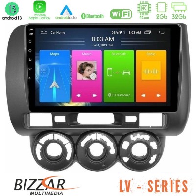 Bizzar LV Series Honda Jazz 2002-2008 (Manual A/C) 4Core Android 13 2+32GB Navigation Multimedia Tablet 9