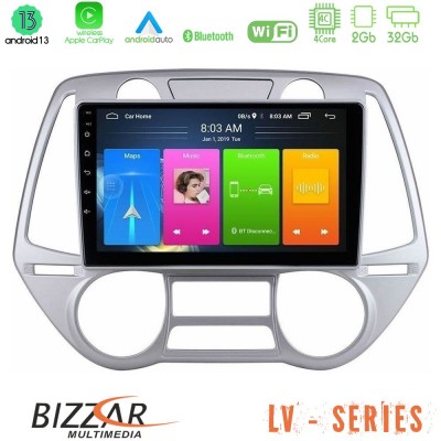 Bizzar LV Series Hyundai i20 2009-2012 Auto A/C 4Core Android 13 2+32GB Navigation Multimedia Tablet 9