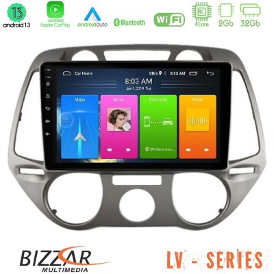 Bizzar LV Series Hyundai i20 2009-2012 Manual A/C 4Core Android 13 2+32GB Navigation Multimedia Tablet 9