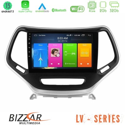 Bizzar LV Series Jeep Cherokee 2014-2019 4core Android 13 2+32GB Navigation Multimedia Tablet 9