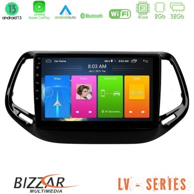 Bizzar LV Series Jeep Compass 2017> 4Core Android 13 2+32GB Navigation Multimedia Tablet 10