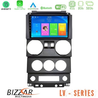 Bizzar LV Series Jeep Wrangler 2Door 2008-2010 4Core Android 13 2+32GB Navigation Multimedia Tablet 9