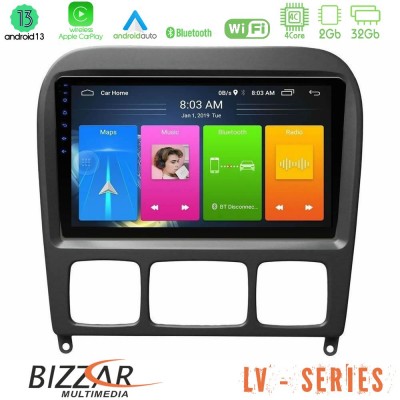 Bizzar LV Series Mercedes S Class 1999-2004 (W220) 4core Android 13 2+32GB Navigation Multimedia Tablet 9″