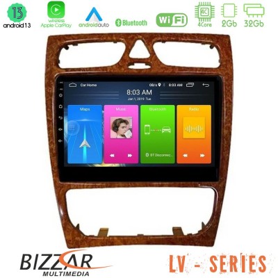 Bizzar LV Series Mercedes C Class (W203) 4Core Android 13 2+32GB Navigation Multimedia Tablet 9