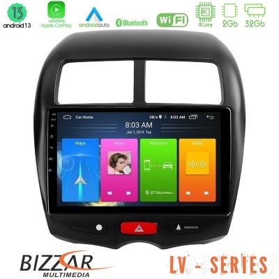 Bizzar LV Series Mitsubishi ASX 4Core Android 13 2+32GB Navigation Multimedia Tablet 10