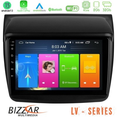Bizzar LV Series Mitsubishi L200 4Core Android 13 2+32GB Navigation Multimedia Tablet 9