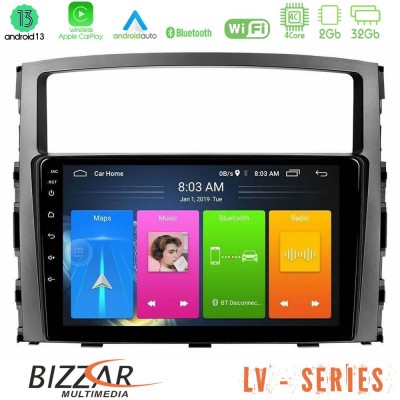 Bizzar LV Series Mitsubishi Pajero 2008-2009 4core Android 13 2+32GB Navigation Multimedia Tablet 9