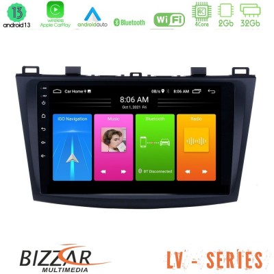 Bizzar LV Series Mazda 3 2009-2014 4Core Android 13 2+32GB Navigation Multimedia Tablet 9