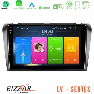 Bizzar LV Series Mazda 3 2004-2009 4Core Android 13 2+32GB Navigation Multimedia Tablet 9