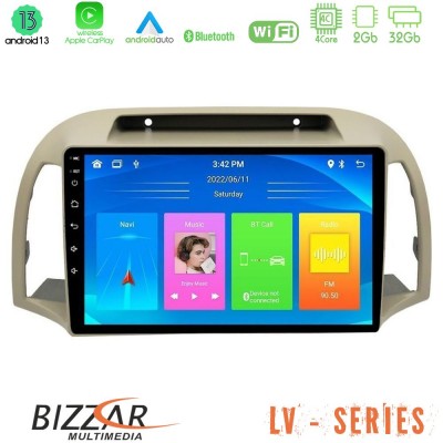 Bizzar LV Series Nissan Micra K12 2002-2010 4Core Android 13 2+32GB Navigation Multimedia Tablet 9