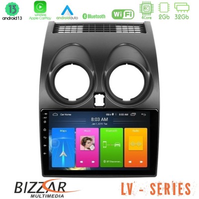Bizzar LV Series Nissan Qashqai J10 4Core Android 13 2+32GB Navigation Multimedia Tablet 9