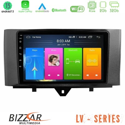 Bizzar LV Series Smart 451 Facelift 4Core Android 13 2+32GB Navigation Multimedia Tablet 9