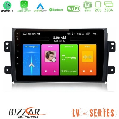Bizzar LV Series Suzuki SX4 2006-2014 Fiat Sedici 2006-2014 4Core Android 13 2+32GB Navigation Multimedia Tablet 9