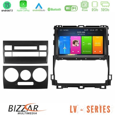 Bizzar LV Series Toyota Land Cruiser J120 2002-2009 4Core Android 13 2+32GB Navigation Multimedia Tablet 9