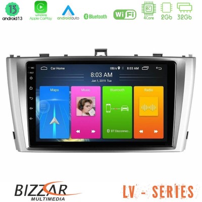 Bizzar LV Series Toyota Avensis T27 4Core Android 13 2+32GB Navigation Multimedia Tablet 9