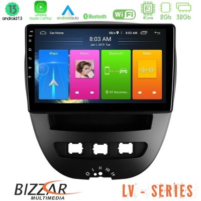 Bizzar LV Series Toyota Aygo/Citroen C1/Peugeot 107 4Core Android 13 2+32GB Navigation Multimedia Tablet 10