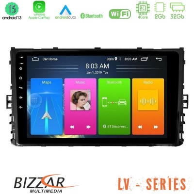Bizzar LV Series VW MQB 2017-> 4core Android 13 2+32GB Navigation Multimedia Tablet 9