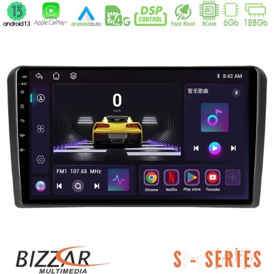 Bizzar S Series Audi A3 8P 8core Android13 6+128GB Navigation Multimedia Tablet 9