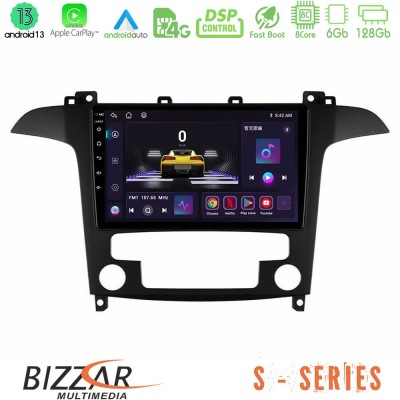 Bizzar S Series Ford S-Max 2006-2012 8core Android13 6+128GB Navigation Multimedia Tablet 9