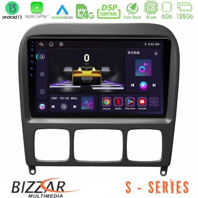 Bizzar S Series Mercedes S Class 1999-2004 (W220) 8core Android13 6+128GB Navigation Multimedia Tablet 9