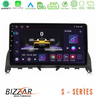 Bizzar S Series Mercedes C Class W204 8core Android13 6+128GB Navigation Multimedia Tablet 9