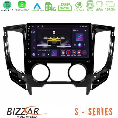 Bizzar S Series Mitsubishi L200 2016-> & Fiat Fullback (Manual A/C) 8core Android13 6+128GB Navigation Multimedia Tablet 9