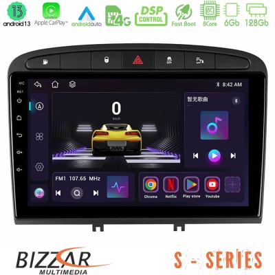 Bizzar S Series Peugeot 308/RCZ 8core Android13 6+128GB Navigation Multimedia Tablet 9
