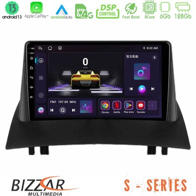 Bizzar S Series Renault Megane 2 2002-2008 8Core Android13 6+128GB Navigation Multimedia Tablet 9