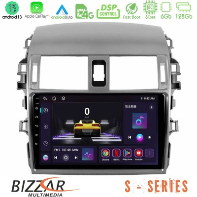 Bizzar S Series Toyota Corolla 2008-2010 8core Android13 6+128GB Navigation Multimedia Tablet 9