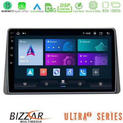 Bizzar Ultra Series Dacia Duster 2019-> 8Core Android13 8+128GB Navigation Multimedia Tablet 9