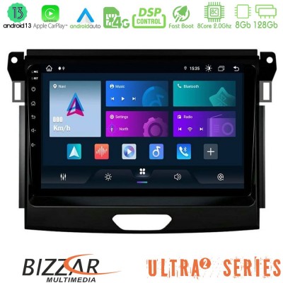 Bizzar Ultra Series Ford Ranger 2017-2022 8core Android13 8+128GB Navigation Multimedia Tablet 9