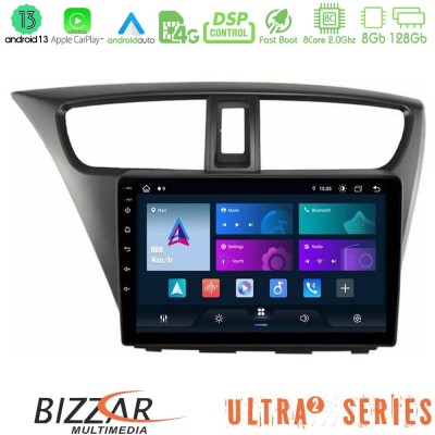 Bizzar Ultra Series Honda Civic Hatchback 2012-2015 8core Android13 8+128GB Navigation Multimedia Tablet 9