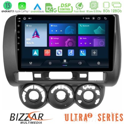 Bizzar Ultra Series Honda Jazz 2002-2008 (Manual A/C) 8core Android13 8+128GB Navigation Multimedia Tablet 9
