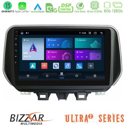 Bizzar Ultra Series Hyundai Tucson 2019-> 8Core Android13 8+128GB Navigation Multimedia Tablet 9
