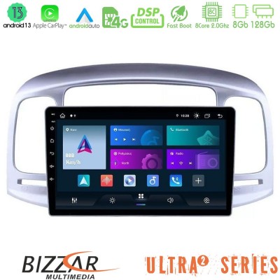 Bizzar Ultra Series Hyundai Accent 2006-2011 8core Android13 8+128GB Navigation Multimedia Tablet 9