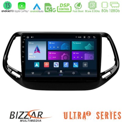 Bizzar Ultra Series Jeep Compass 2017> 8core Android13 8+128GB Navigation Multimedia Tablet 10