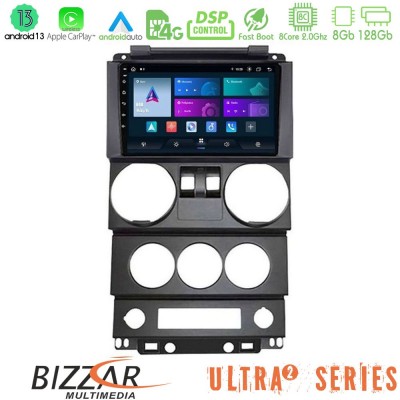 Bizzar Ultra Series Jeep Wrangler 2Door 2008-2010 8core Android13 8+128GB Navigation Multimedia Tablet 9