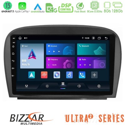 Bizzar Ultra Series Mercedes SL Class 2005-2011 8Core Android13 8+128GB Navigation Multimedia Tablet 9