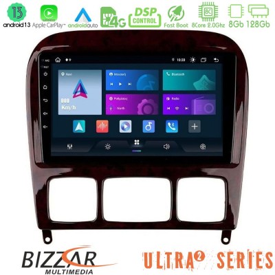 Bizzar Ultra Series Mercedes S Class 1999-2004 (W220) 8core Android13 8+128GB Navigation Multimedia Tablet 9