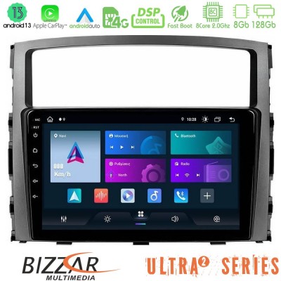 Bizzar ULTRA Series Mitsubishi Pajero 2008-2009 8core Android13 8+128GB Navigation Multimedia Tablet 9