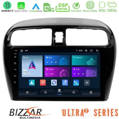 Bizzar Ultra Series Mitsubishi Space Star 2013-2016 8core Android13 8+128GB Navigation Multimedia Tablet 9